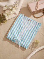 OceanThread - Women's Cotton Linen Feel Kaftan Dress (L-36")