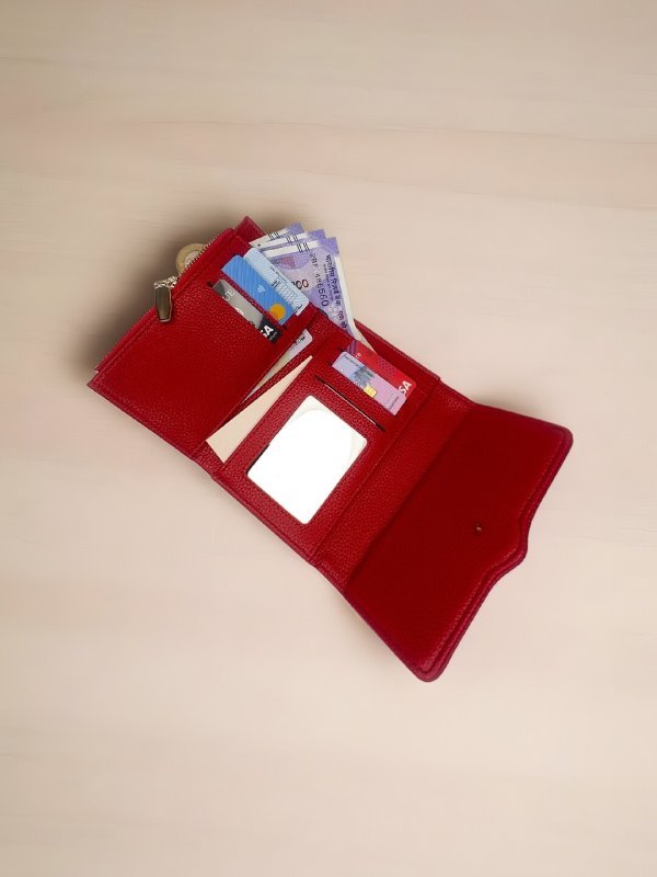 CrossKulture - CrimsonClutch lightweight clutch bag open view with zip compartment and storage pockets