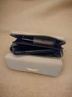 CrossKulture - ApricotClutch lightweight clutch bag open view with zip compartment and storage pockets