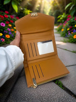 CrossKulture - TanClutch lightweight Clutch bag open view
