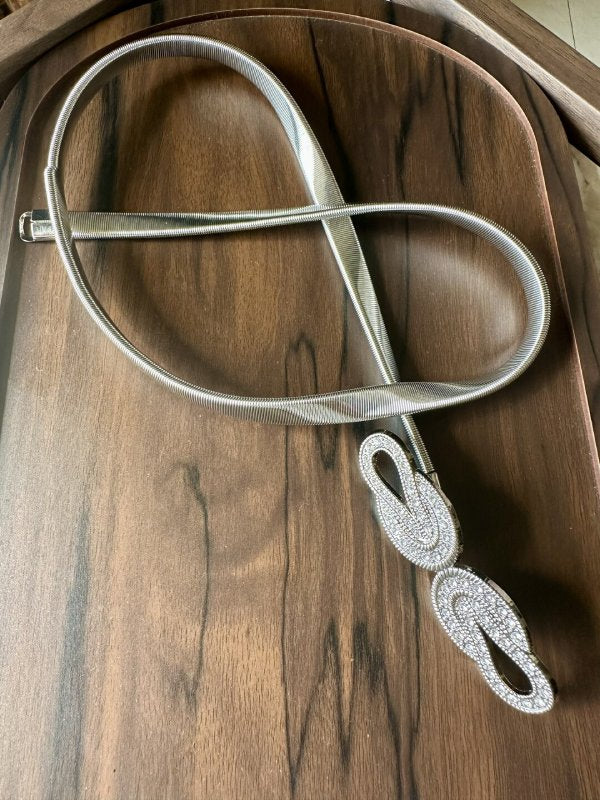 GemLoop Silver Women Metal Stretchable Belt