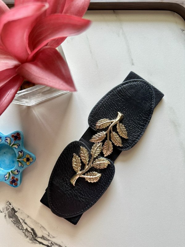 MajesticClasp Black Broad Elastic Women Belt