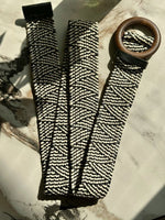 WildWeave Black White Women Broad Fabric Belt