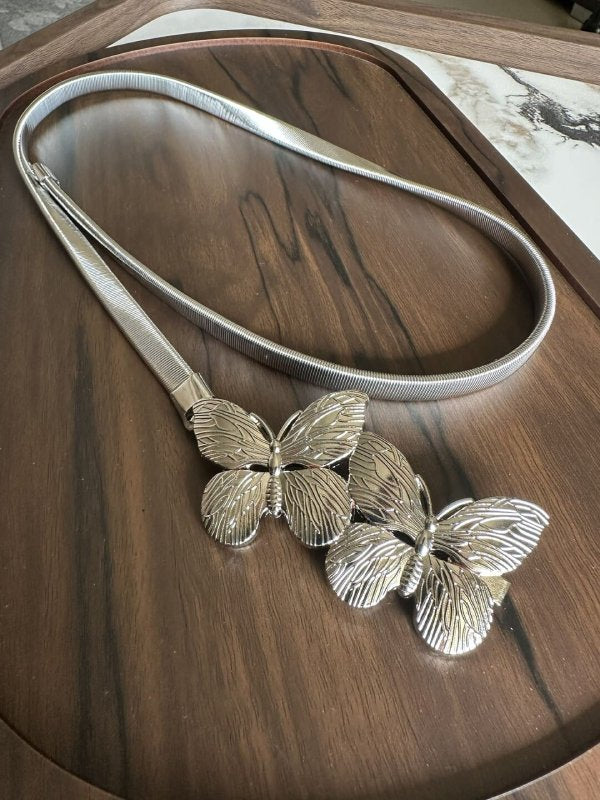 SleekLoop Silver Women Metal Stretchable Belt