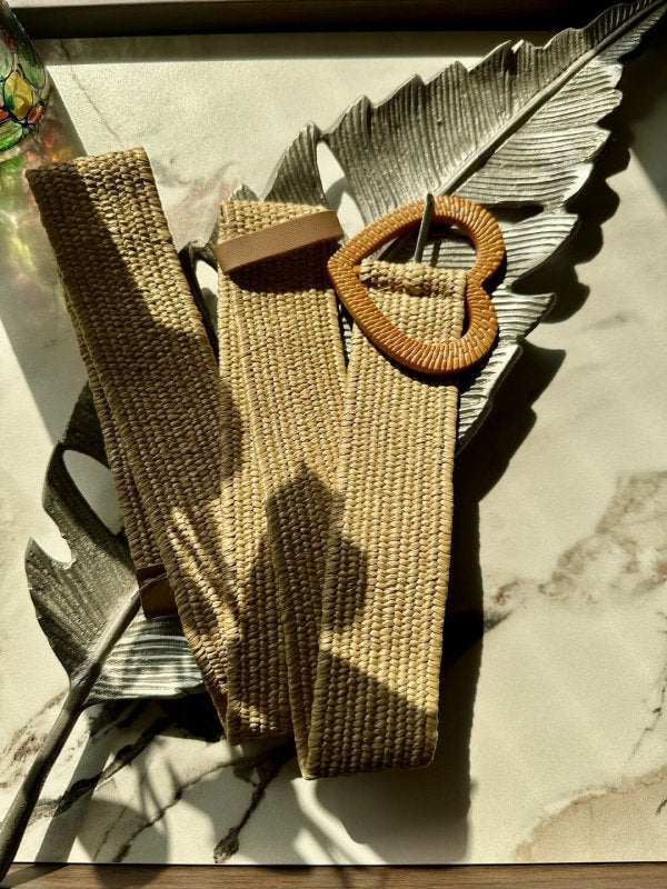 DuneWeave Camel Women Broad Fabric Belt