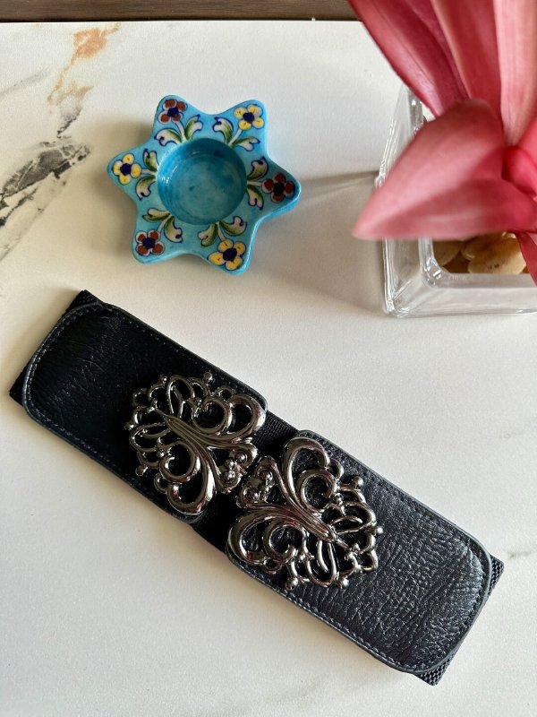 RoyalClasp Black Broad Elastic Women Belt