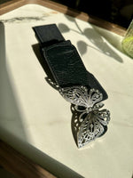 RichClasp Black Broad Elastic Women Belt
