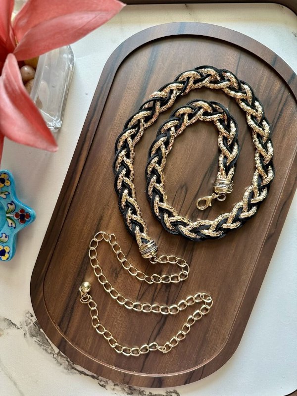 NoirBling Black Gold Women Metal Bling Belt