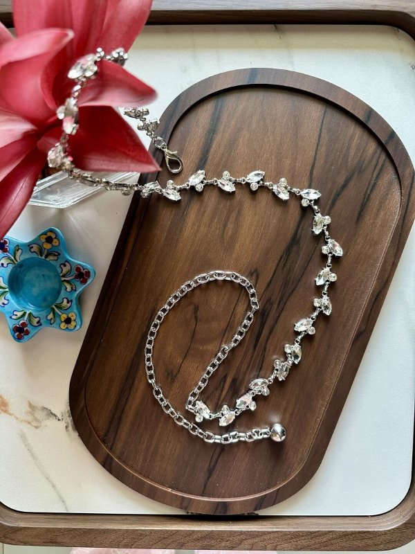 GlamourBling Silver Women Metal Bling Belt