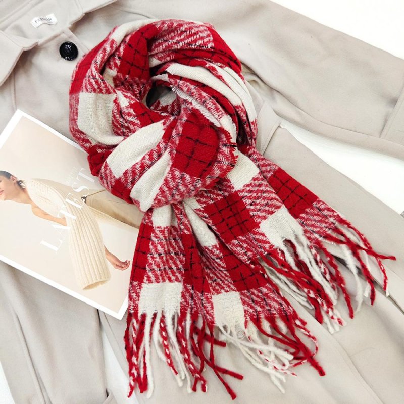 FrostyPlaid Cashmere Checkered Scarf