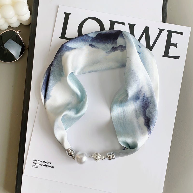 CrossKulture - SilverCloud Jewelry Buckle Scarf Blue full view