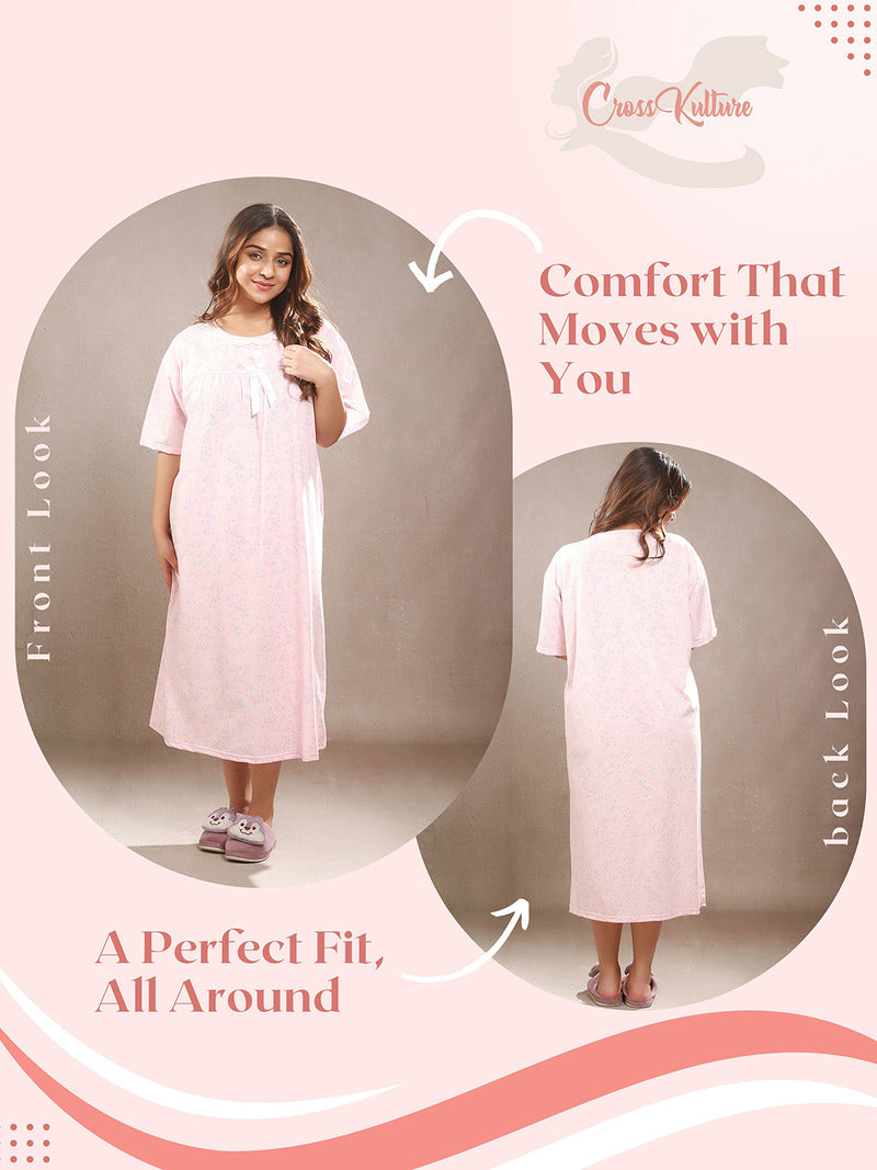 TulipTranquil Floral Printed Night Gown