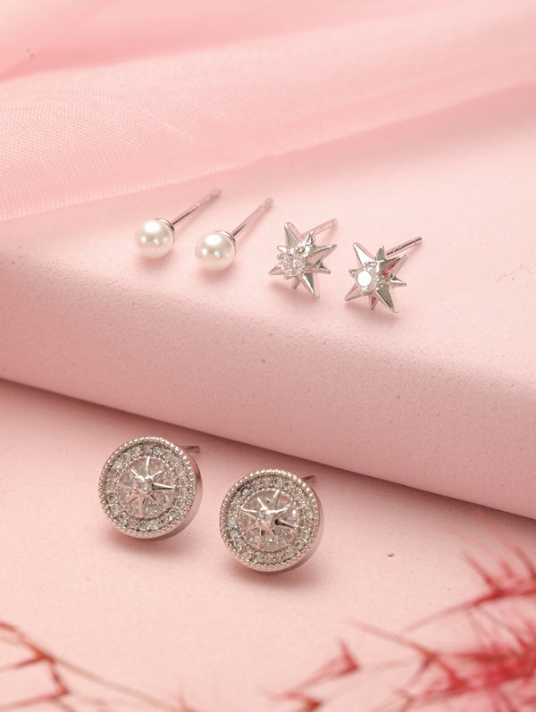 HaloBeam Ear Stud Combo Silver