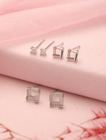 CelesteGlow Ear Stud Combo Silver