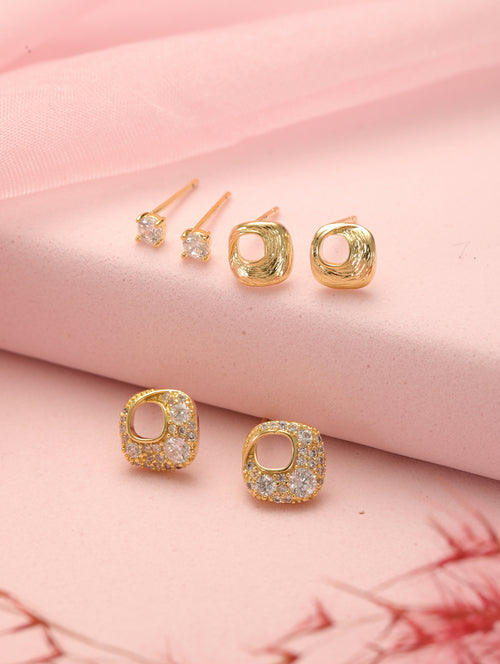 MetroMuse Ear Stud Combo Gold