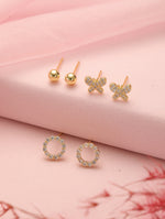 NovaCharm Ear Stud Combo Gold