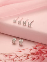 ModaMetal Ear Stud Combo Silver