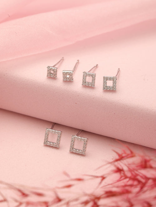 UrbanLustre Ear Stud Combo Silver