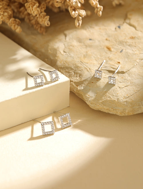UrbanLustre Ear Stud Combo Silver