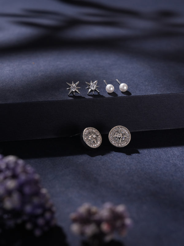 HaloBeam Ear Stud Combo Silver