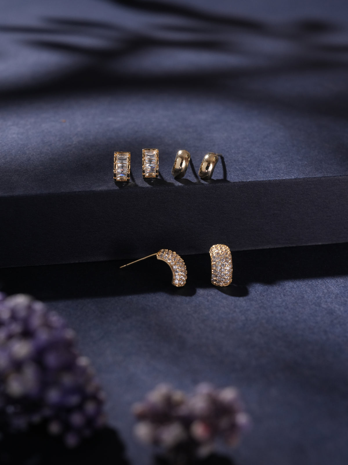 StyleNest Ear Stud Combo Gold