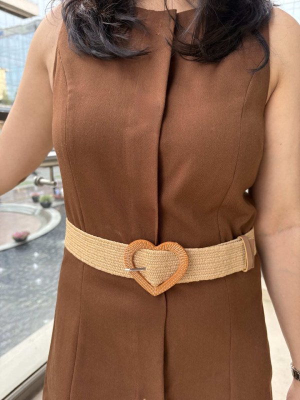 DuneWeave Camel Women Broad Fabric Belt