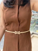 CreamBand Beige Women Metal Stretchable Belt