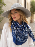BrocadeEdit Blue Jacquard Square Scarf