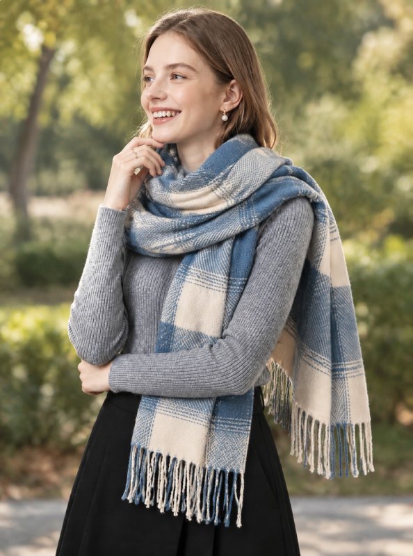 PlaidWeave Cashmere Checkered Scarf