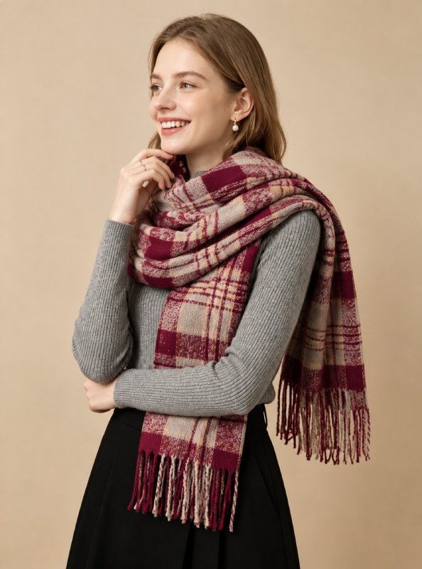CozyGrid Cashmere Checkered Scarf