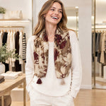 FlowerWhisper Maillard Tassel Square Scarf