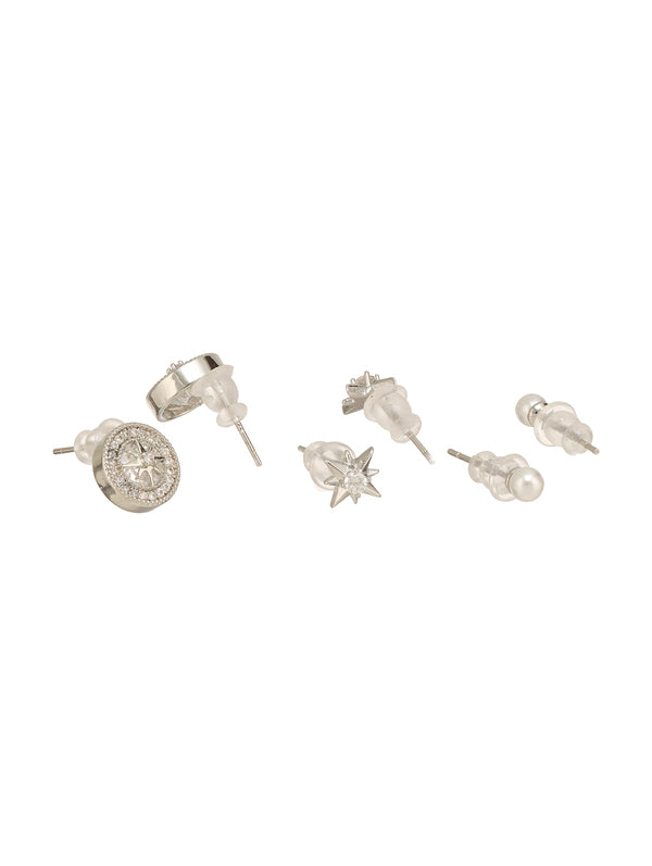HaloBeam Ear Stud Combo Silver
