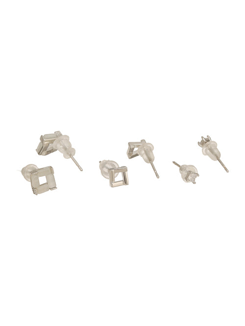 CelesteGlow Ear Stud Combo Silver